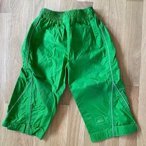 1 pair Green Unlined Waterproof Outdoor Play Snow Pants